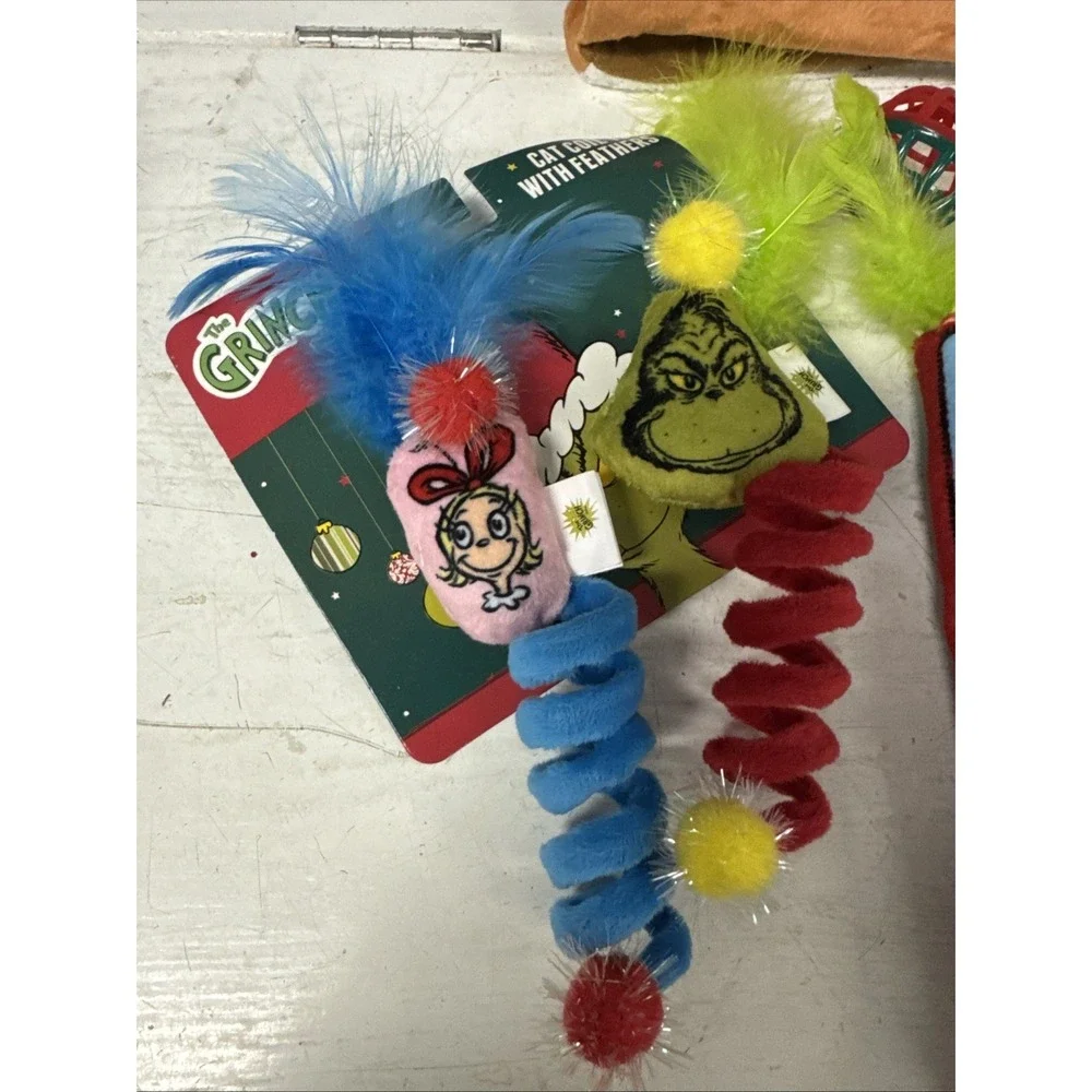 Bundle Lot Of 4 THE GRINCH Christmas CAT Toys Tunnel‎ Crinkle Swatter Coils